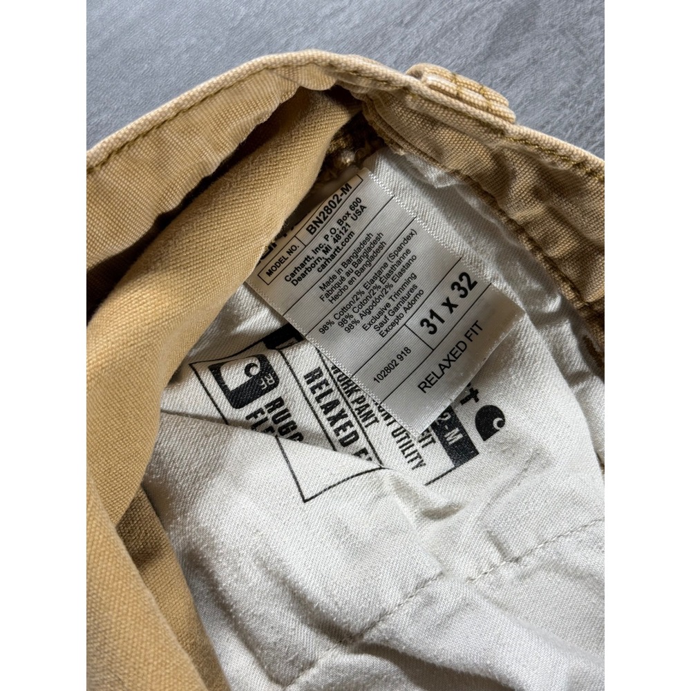 Carhartt Double Knee Work Pants 31x32 Tan Relaxed Fit Rugged Canvas Distressed - Picture 7 of 8